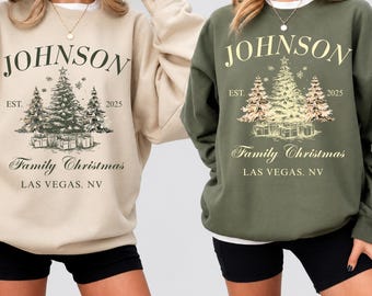 Custom Family Name Christmas Sweatshirt, Personalized Family Christmas shirt, Matching Christmas Shirts, Vintage Holiday Family Gift
