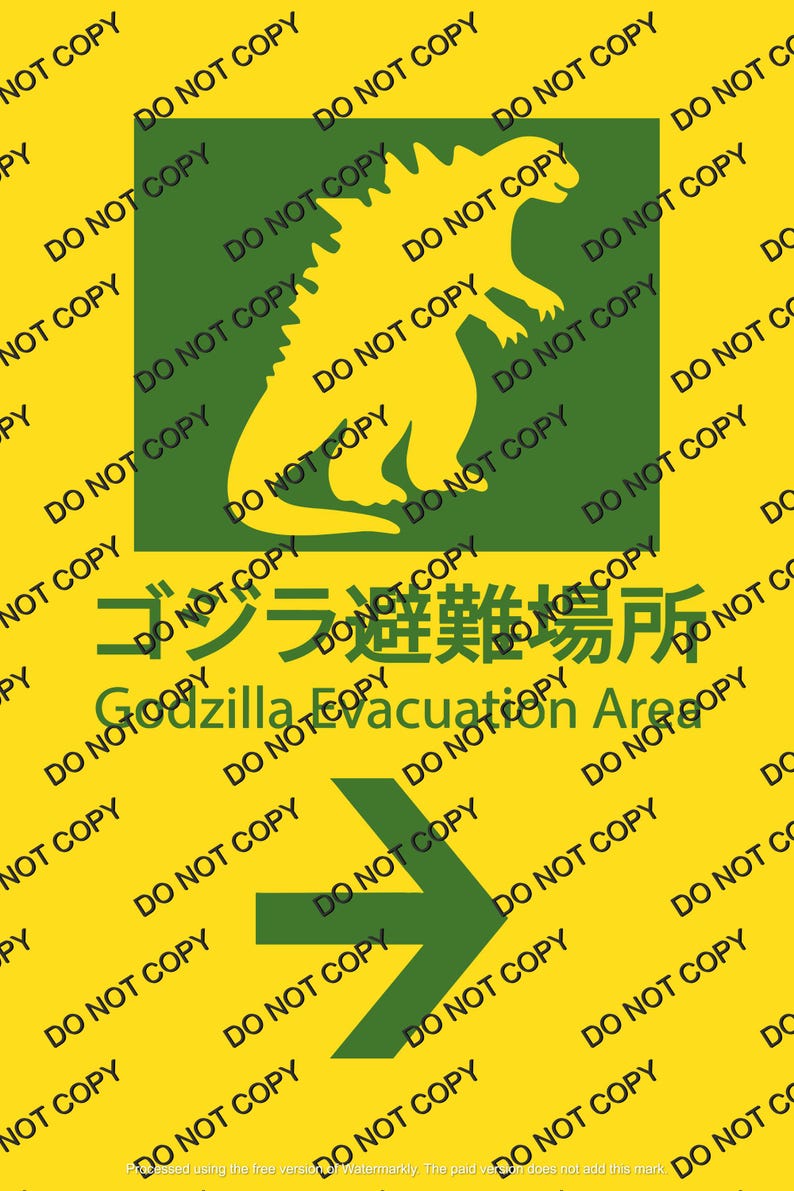 Godzilla Evacuation Signs (digital Files) - Etsy