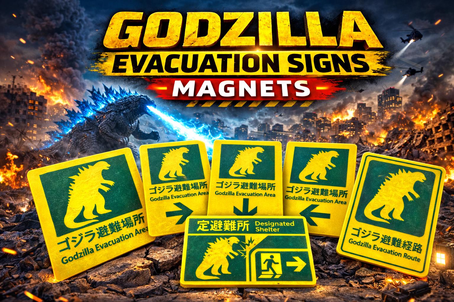 ゴジラ立て看板 Godzilla Designated Shelter Sign - Etsy