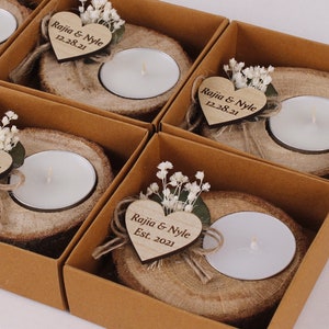 Bulk Wedding Favors for Guests Rustic Bulk Candle Favors Bridal Shower Tealight Holders Thank You Favor Floral Bulk Wedding Favor image 6