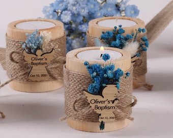 Favores de velas de bautismo hechos a mano / Favores a granel de cumpleaños / Favores a granel de velas de baby shower / Favores únicos / Portavelas / Favores de agradecimiento