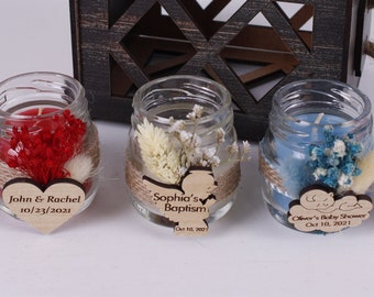 Bomboniere per battesimo fatte a mano con candele, bomboniere per baby shower all'ingrosso, bomboniere di compleanno all'ingrosso, bomboniere uniche, candele in barattolo di vetro, bomboniere di ringraziamento