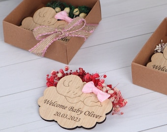 Ręcznie robione magnesy na upominki z kwiatami na baby shower | Upominki urodzinowe w hurtowych ilościach | Upominki na chrzest w formie spersonalizowanych etykiet | Unikalne upominki | Upominki magnetyczne z podziękowaniami