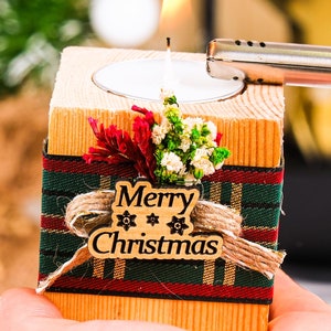 Personalized Christmas Gift, Christmas Tealight Candle Favor, Noel Wooden Candle Holder, Happy Holiday, Merry Christmas, X-mas New Year Gift