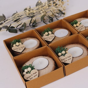 Bulk Wedding Favors for Guests | Rustic Bulk Candle Favors | Bridal Shower Tealight Holders | Thank You Favor | Floral Bulk Wedding Favor