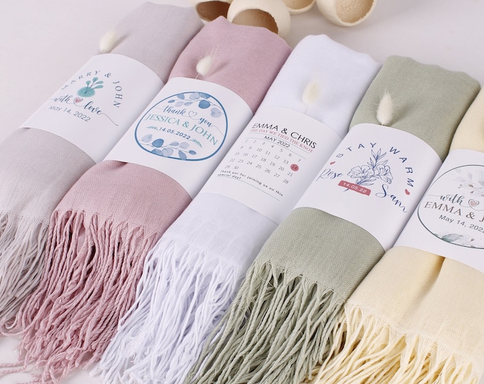 Handmade Pashmina Shawl, Personalized Pashmina Wrap, Shawls, Wedding Scarf, Bridesmaid,  Maid of Honor Pashminas