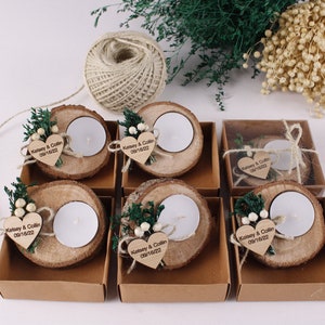 Bulk Wedding Favors for Guests | Rustic Bulk Candle Favors | Bridal Shower Tealight Holders | Thank You Favor | Floral Bulk Wedding Favor