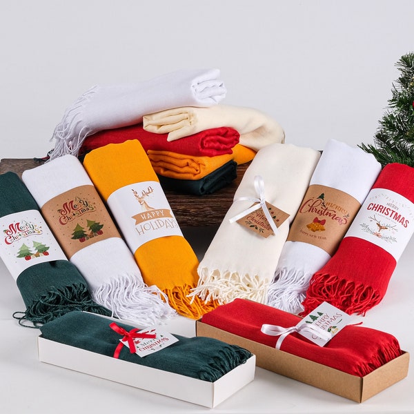 Regalos de Navidad personalizados de Pashmina para ella, chales de Pashmina hechos a mano para mamá, bufanda, envoltura, chal para regalos de vacaciones de invierno, regalo de Navidad Noel