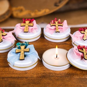 Custom Candles Baptism Favors, Scented Candle, Baptism Candles, Christening Baptism Gifts, First Communion, Taufgeschenk, Quinceanera Favors