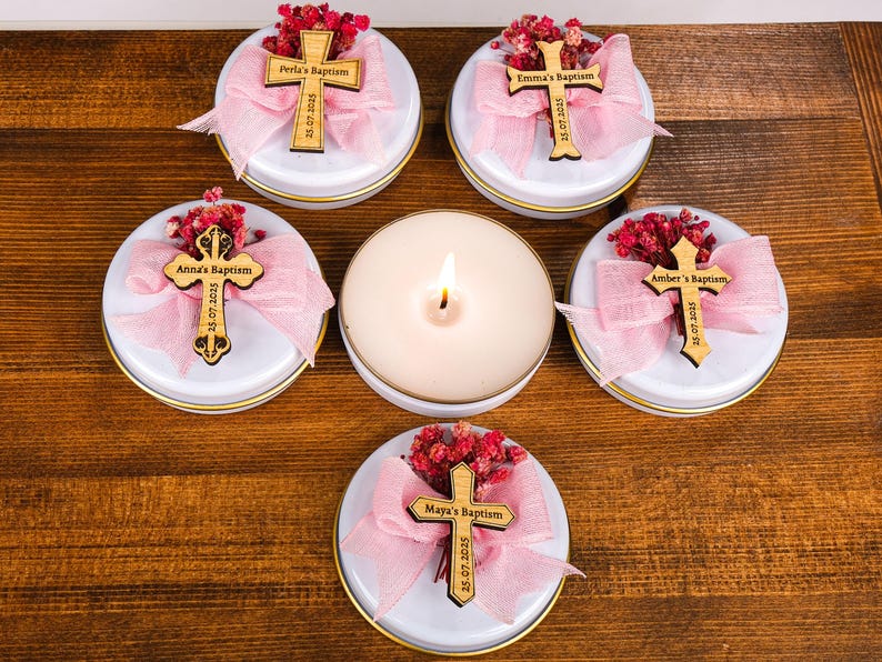 Custom Candles Baptism Favors, Scented Candle, Baptism Candles, Christening Baptism Gifts, First Communion, Taufgeschenk, Quinceanera Favors