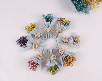 Magnet Geschenke für Gast, rustikale Hochzeitsgeschenke, Partygeschenk, Mini-Trockenblumenstrauß, einzigartige Gefälligkeiten, personalisierte Geschenke