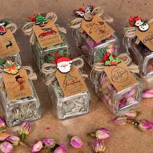 Christmas Gifts, Loose Leaf Tea Jars, Christmas Tea Party Favors, Merry Christmas, Happy Holidays, Stocking Stuffer, Gift for Host, Tea Gift