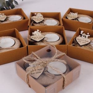 Cadeaux de mariage en vrac pour les invités pour bougies rustiques en vrac Photophores pour la douche nuptiale Merci pour votre faveur Faveurs de mariage florales en vrac image 9