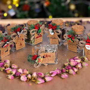 Christmas Gifts, Loose Leaf Tea Jars, Christmas Tea Party Favors, Merry Christmas, Happy Holidays, Stocking Stuffer, Gift for Host, Tea Gift