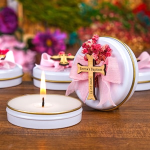 Custom Candles Baptism Favors, Scented Candle, Baptism Candles, Christening Baptism Gifts, First Communion, Taufgeschenk, Quinceanera Favors