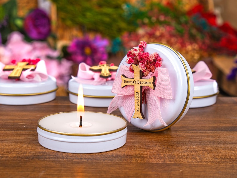 Custom Candles Baptism Favors, Scented Candle, Baptism Candles, Christening Baptism Gifts, First Communion, Taufgeschenk, Quinceanera Favors