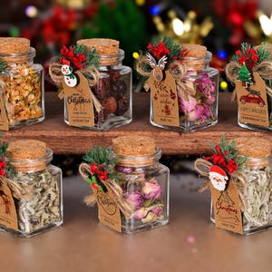 Christmas Gifts, Loose Leaf Tea Jars, Christmas Tea Party Favors, Merry Christmas, Happy Holidays, Stocking Stuffer, Gift for Host, Tea Gift