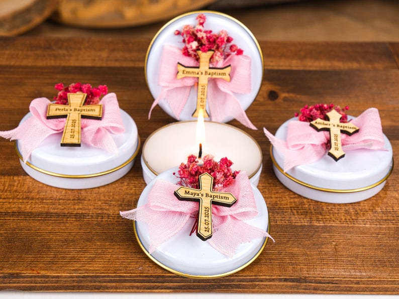 Custom Candles Baptism Favors, Scented Candle, Baptism Candles, Christening Baptism Gifts, First Communion, Taufgeschenk, Quinceanera Favors