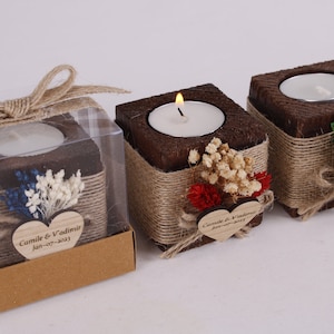 Wedding Party Favors for Guests in bulk | Bridal Shower Bulk Rustic Favors | Unique Tealight Holders | Thank You Favor