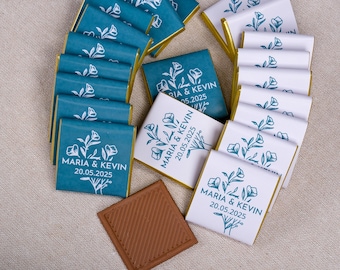パーソナライズされた結婚式用チョコレートギフト、カスタムチョコレートギフト、結婚式の引き出物、ブライダルシャワーの引き出物、結婚式のゲストへの引き出物、婚約の引き出物