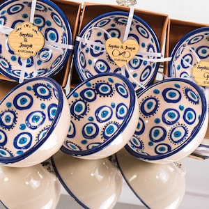Bomboniere per matrimoni, ciotola Cini in ceramica, regali fatti a mano, ciotola Cini turca in porcellana personalizzata, bomboniera boho, bomboniera per addio al nubilato