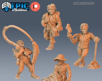 Halfling Villager - Set | #65 - Little Folk  | Epic Miniatures