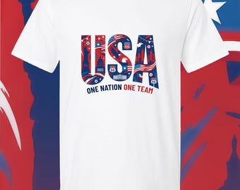 USA Soccer Shirt, One Nation One Team ,USWNT Football Supporter T-Shirt, 4th of July America FanGift, Retro Route 66 Patriotic Top,World Cup