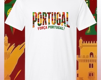 Portugal Football, Forca Soccer Tee, Portuguese Supporter T-Shirt, Portugal Fan Gift, Retro Seleção Pattern Jersey, Euros World Cup Apparel