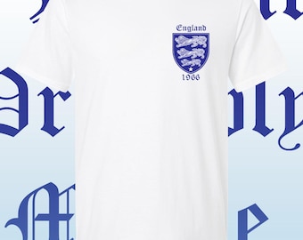 T-shirt de supporters de football de l'Angleterre, bouclier des trois lions, imprimé gothique, t-shirt de fan rétro de 1966