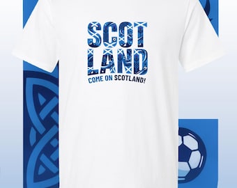 Scotland Football Shirt, Come On Scotland Soccer Tee, Scotland Fan Gift, Retro Saltire Tartan Pattern Jersey, World Cup Apparel, Tartan Army