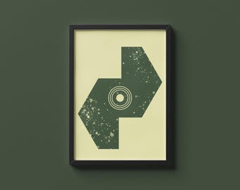Imprimé géométrique abstrait, décoration murale moderne du milieu du siècle, affiche effet vieilli crème vert sauge