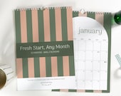 Custom Start Month 2026-2027 Wall Calendar, Stripes Stylish Planner, Eco-Friendly Bamboo & Cotton, A4