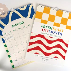 Custom Start Month 2026-2027 Wall Calendar, Joyful Stationery, Eco-Friendly Bamboo & Cotton, A4 image 1