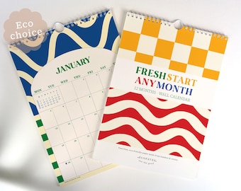 Custom Start Month 2026-2027 Wall Calendar, Joyful Stationery, Eco-Friendly Bamboo & Cotton, A4