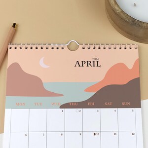 Custom Start Month 2026-2027 Wall Calendar | Boho Art Calendar | Eco-Friendly Bamboo & Cotton | A4 Planner image 3