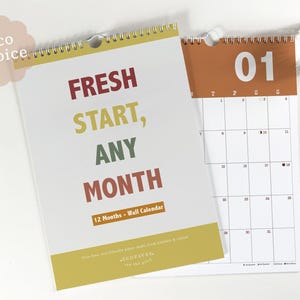 Custom Start Month 2026-2027 Wall Calendar, Colourful, Eco-Friendly Planner, A4
