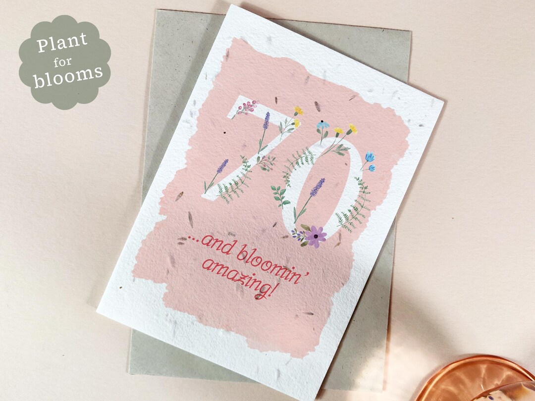 70th Birthday Card: Handmade Plantable Wildflower Seed Card - Etsy