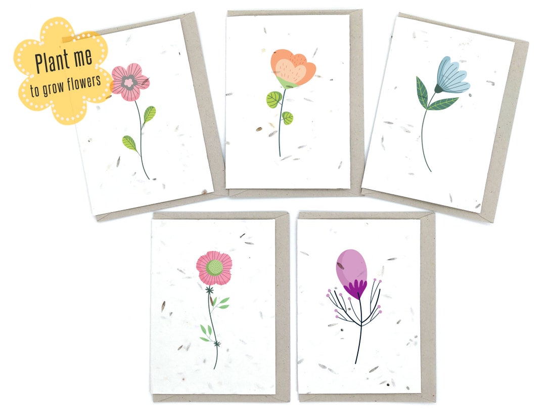 Plantable Notecards, A7, Thank You, Pack of Cards, Seed Paper, British Wildflowers, Eco-Friendly ...