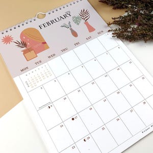 Custom Start Month 2026-2027 Wall Calendar | Boho Art Calendar | Eco-Friendly Bamboo & Cotton | A4 Planner image 5