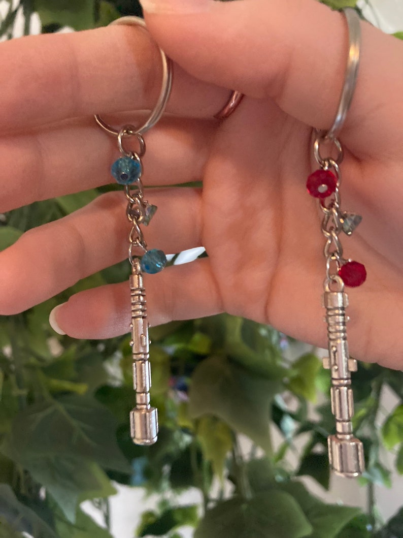 Pu&ograve; includere: Due portachiavi argentati con perline di cristallo blu e rosse e un ciondolo argentato a forma di cacciavite sonico.