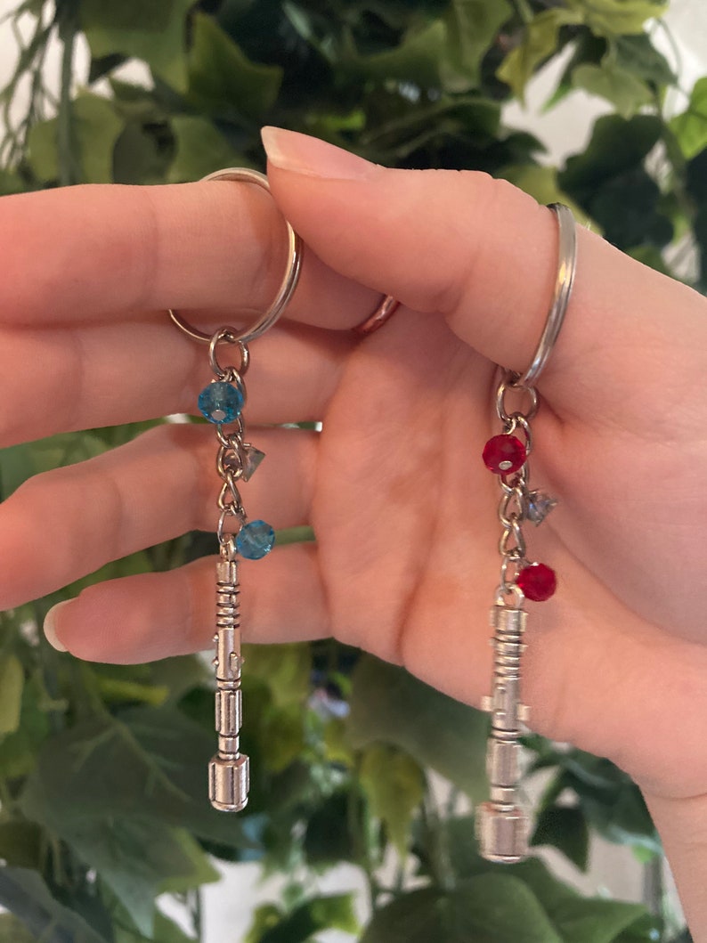 Pu&ograve; includere: Due portachiavi argentati con un ciondolo argentato a forma di cacciavite sonico. Un portachiavi ha perline blu e l'altro ha perline rosse.