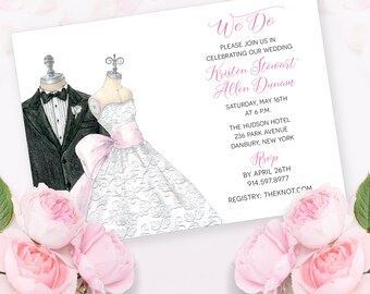 Custom Printed Hand-Illustrated Invitation for Wedding, Save the Date, Engagement Party, Couple’s Shower, Rehearsal Dinner, Wedding Brunch.