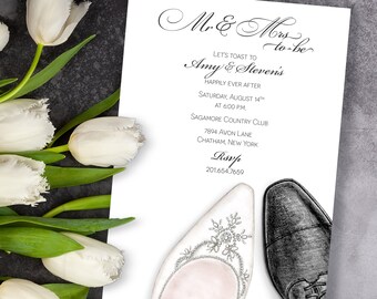 Custom Printed Hand-Illustrated Invitation for Wedding, Save the Date, Engagement Party, Couple’s Shower, Rehearsal Dinner, Wedding Brunch.