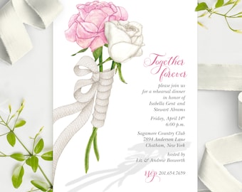 Custom Printed Hand-Illustrated Invitation for Wedding, Save the Date, Engagement Party, Couple’s Shower, Rehearsal Dinner, Wedding Brunch.