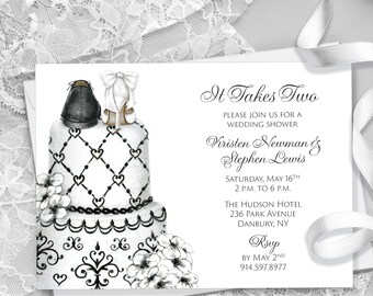 Custom Printed Hand-Illustrated Invitation for Wedding, Save the Date, Engagement Party, Couple’s Shower, Rehearsal Dinner, Wedding Brunch.