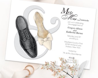 Custom Printed Hand-Illustrated Invitation for Wedding, Save the Date, Engagement Party, Couple’s Shower, Rehearsal Dinner, Wedding Brunch.