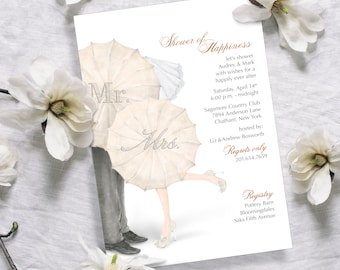 Custom Printed Hand-Illustrated Invitation for Wedding, Save the Date, Engagement Party, Couple’s Shower, Rehearsal Dinner, Wedding Brunch.