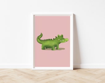 Alligator Illustration Art Print, Nursery Prints, Kids Prints, Kids Art, Jungle Prints, Downloadable Art, Printable Art, Digital Art