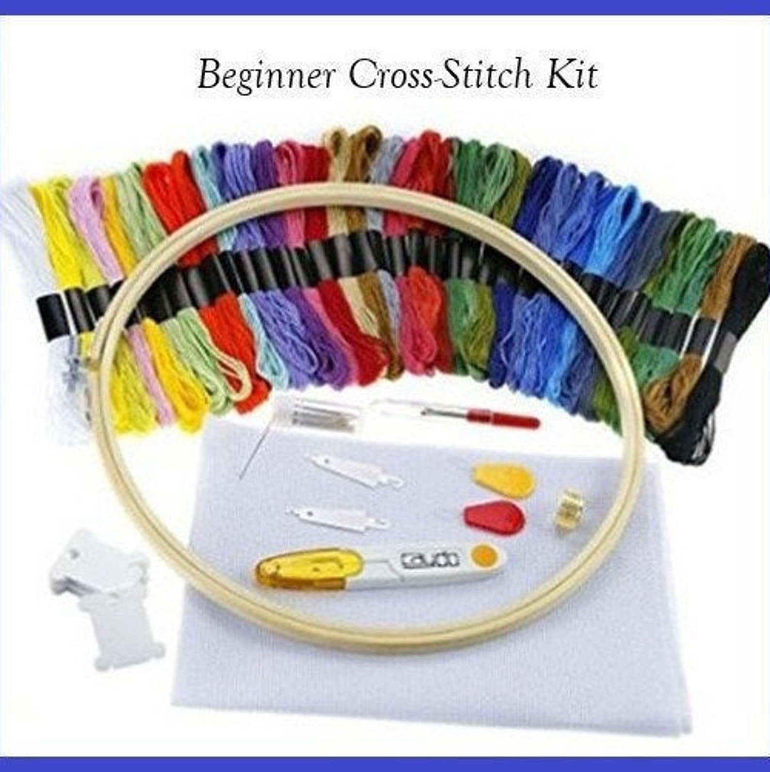 Hand Cross Stitch Kit for Beginners 50 Color Embroidery Floss Thread