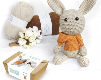 DIY KIT - Cute Bunny Crochet Kit - Unfinished Craft Kit